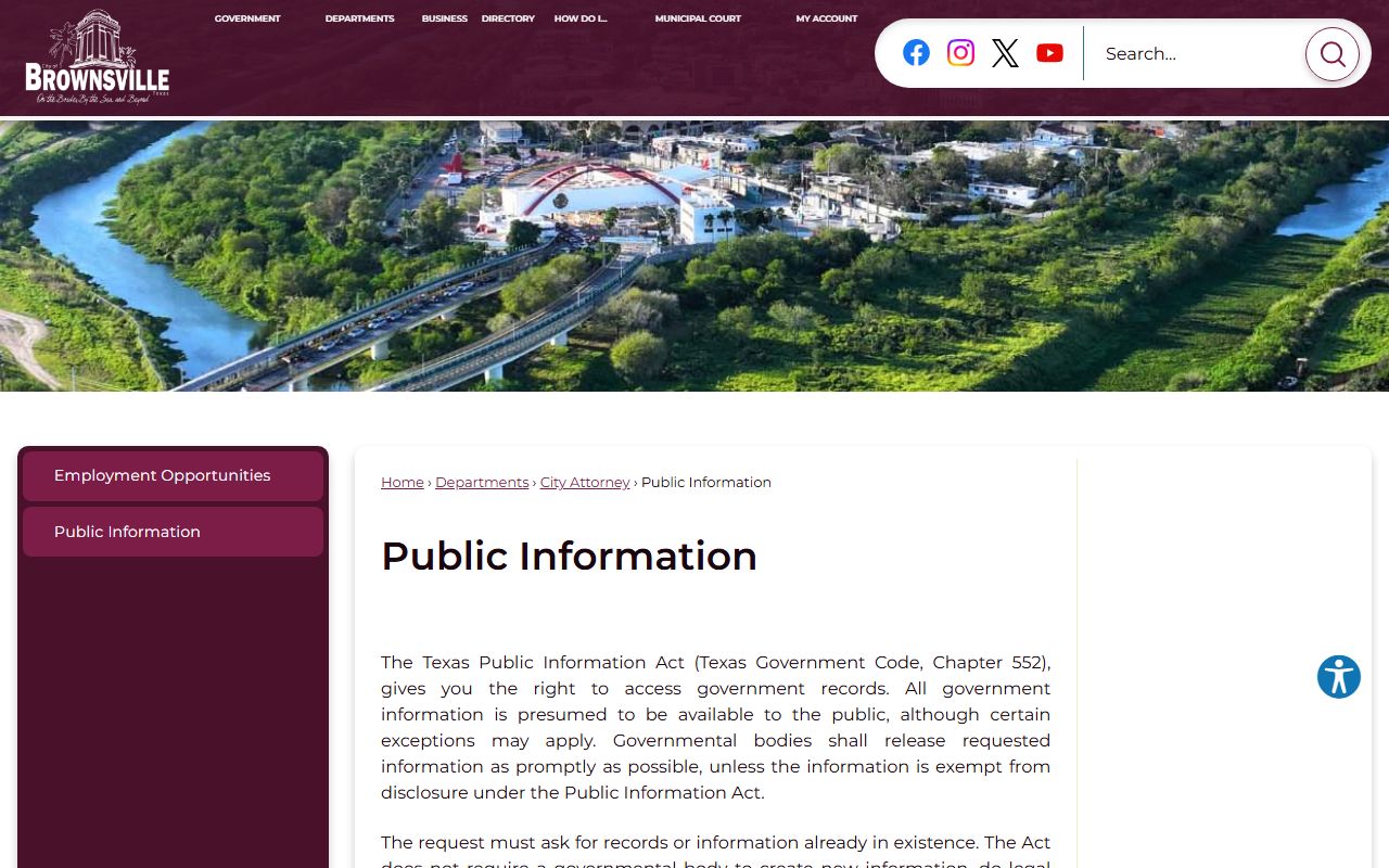 Brownsville Municipal Court citation search portal for city court records in Brownsville, Texas