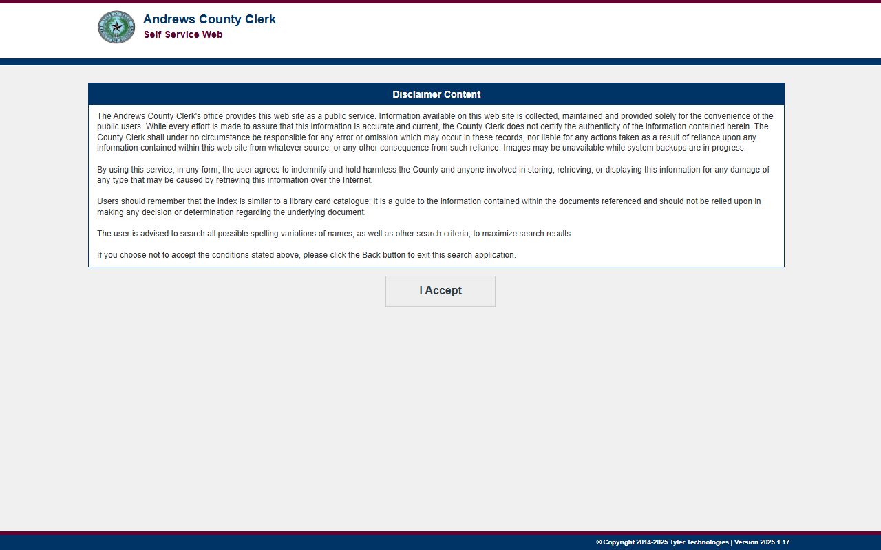 Andrews County clerk records search portal for family court records