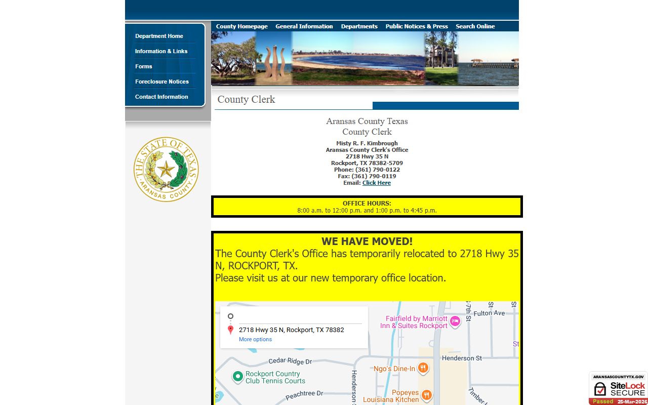 Aransas County Clerk online portal for family court records