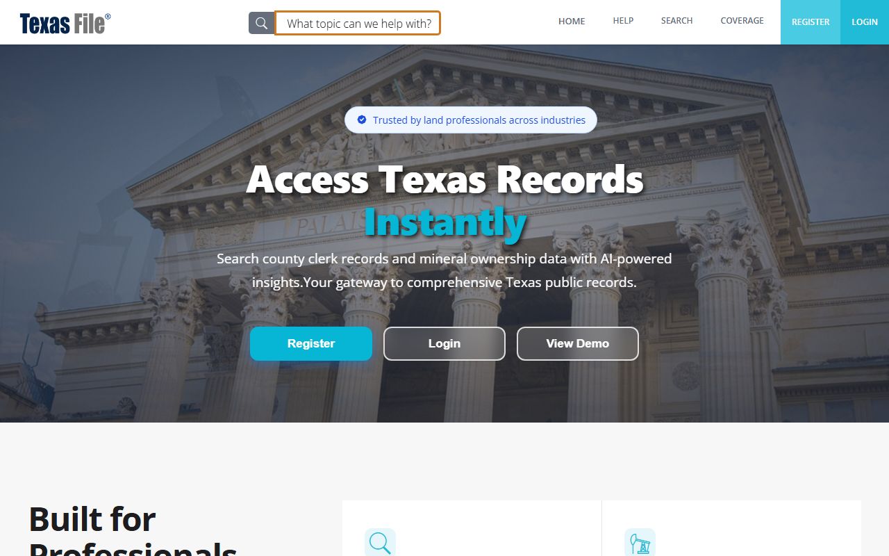 TexasFile records search portal for Archer County family court records
