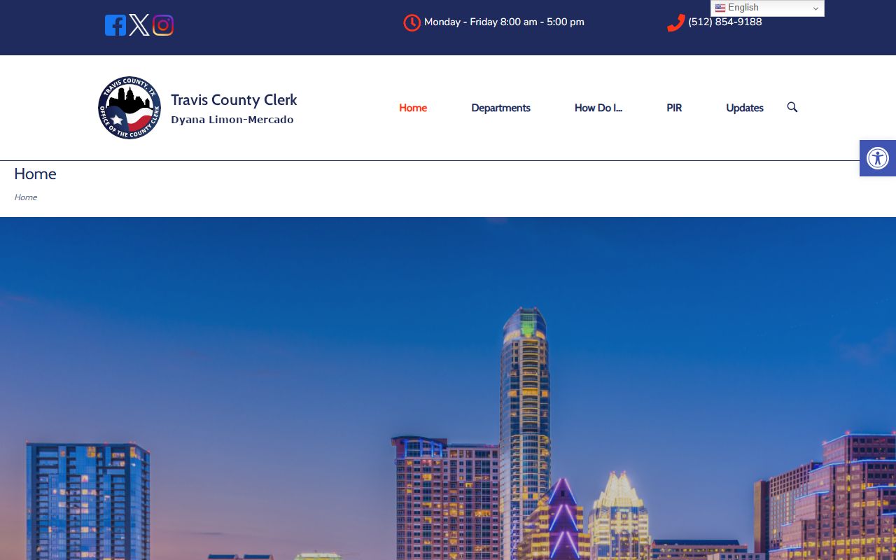 Travis County Clerk website for marriage licenses and vital records in Austin
