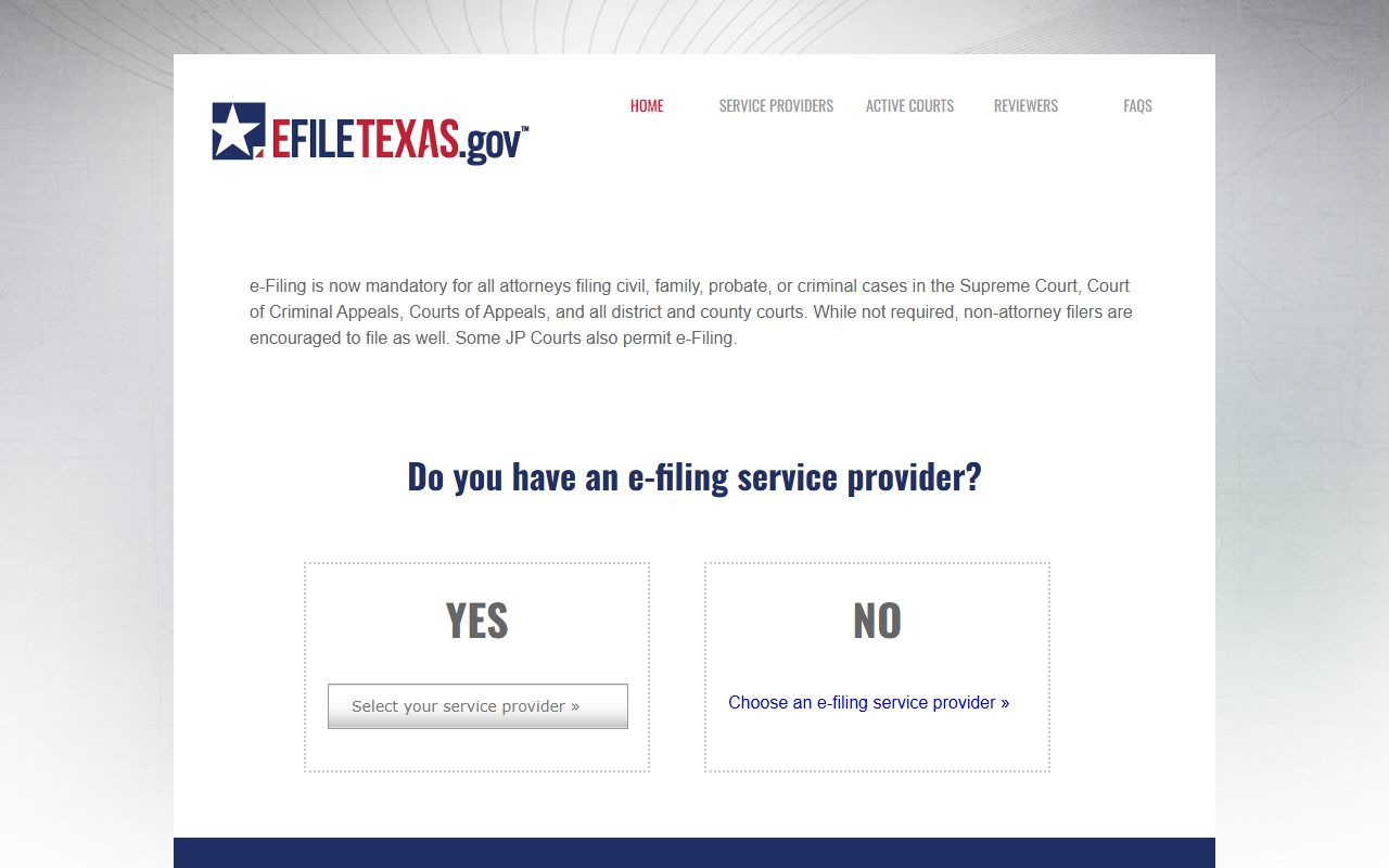 eFileTexas.gov - Official E-Filing System - Texas Family Court Records