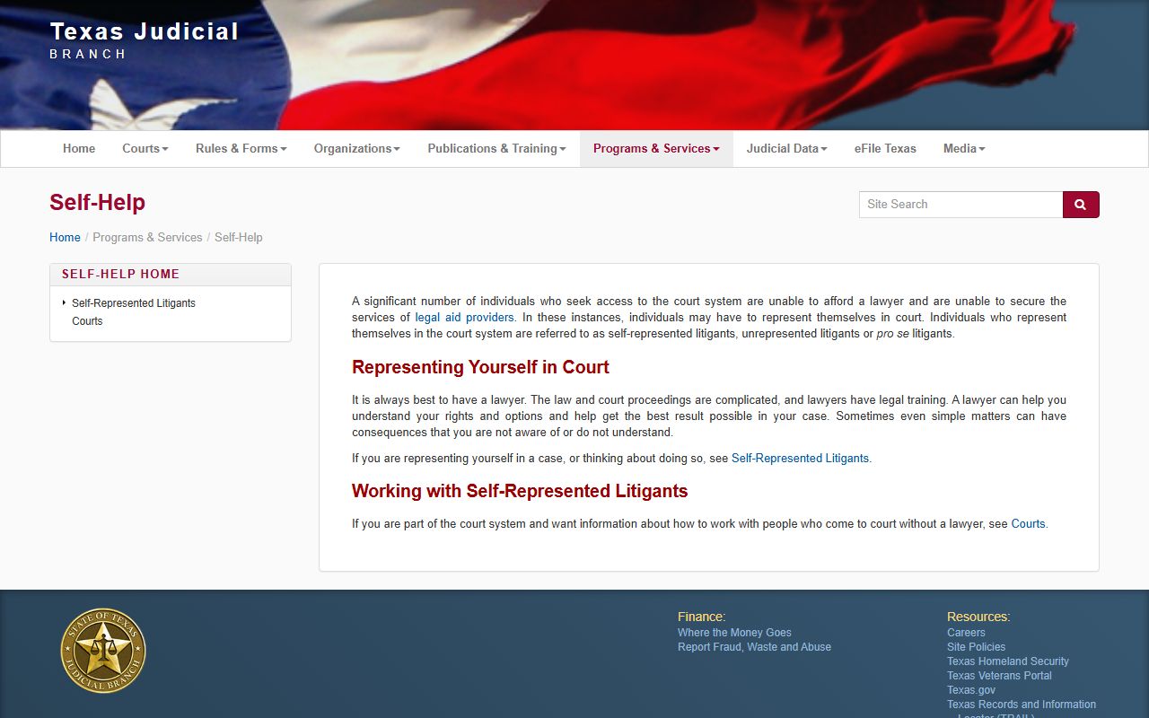 Texas Judicial Branch Self-Help Resources - Texas Family Court Records