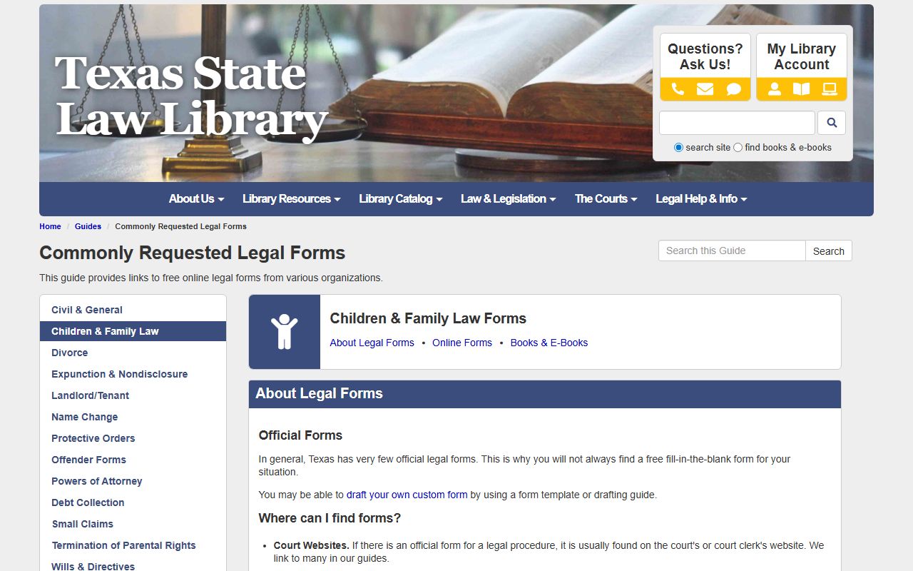 Texas State Law Library - Family Law Forms - Texas Family Court Records