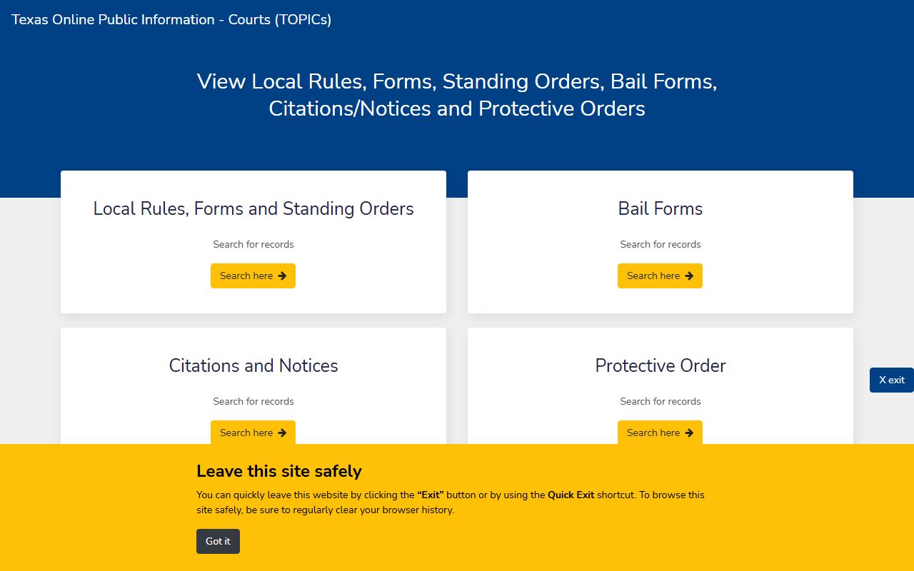 Texas TOPICs Portal - Texas Family Court Records